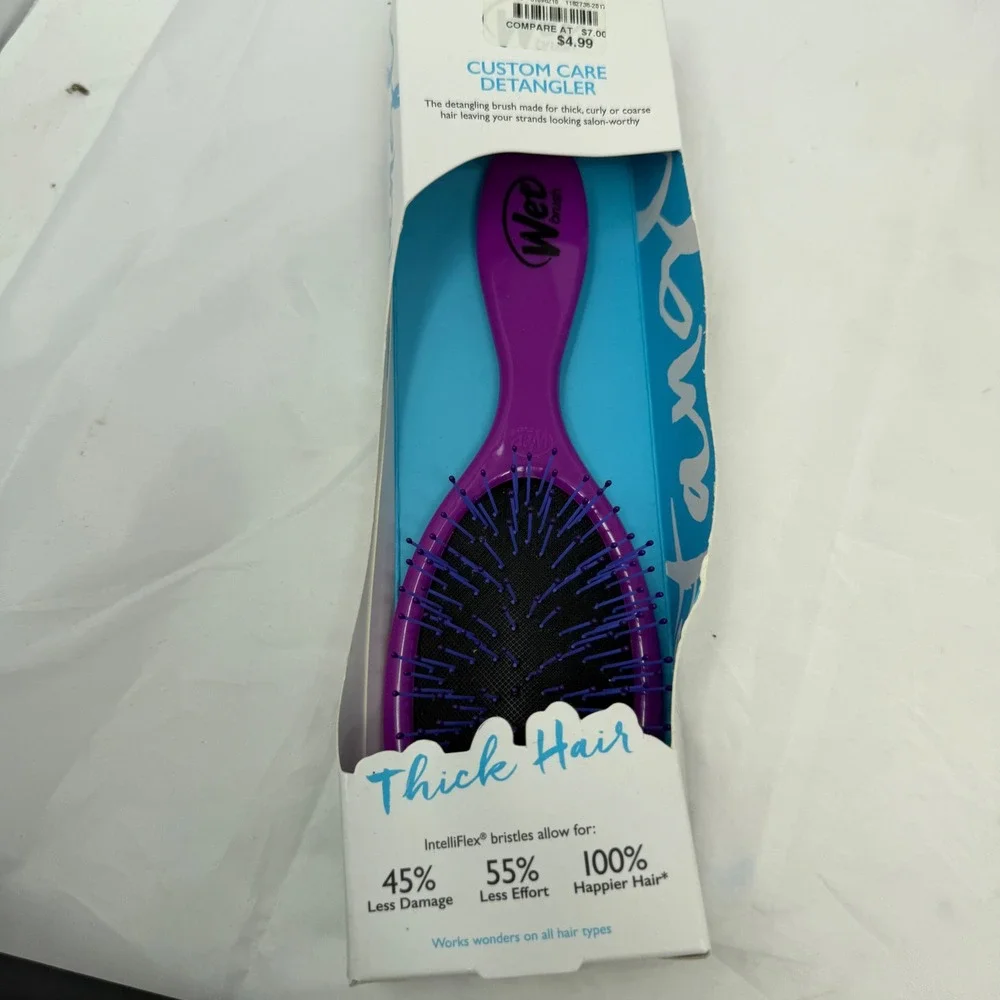 Wet Brush Custom Care Detangler Purple Hair Brush for Thick Curly Coarse Hair